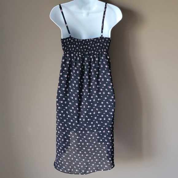 Forever 21 High Low Floral Black Roses Flower Dress Size Small - Picture 2 of 5